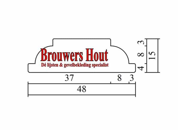 Grenen plakroede PRG115 afm 15x48mm