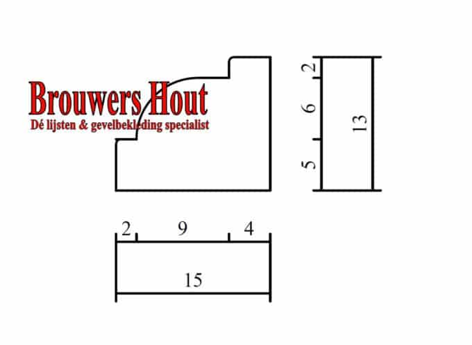 Meranti geprofileerde glaslat GL116-15 afm. 13x15mm