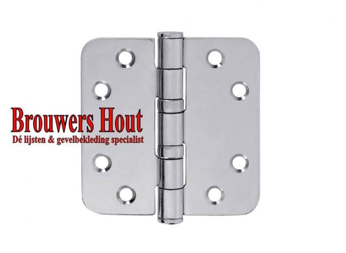 Kogelscharnier 89x89mm met ronde hoek RVS