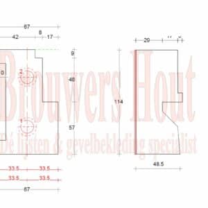 DTS dorpel set afm. 67x114mm BI57+ (incl. neuten, bouten en pluggen) - Afbeelding 5