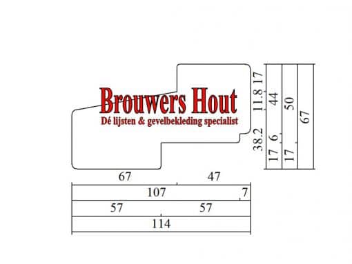Kozijnprofiel BI57+ tussen dorpel 67x114mm