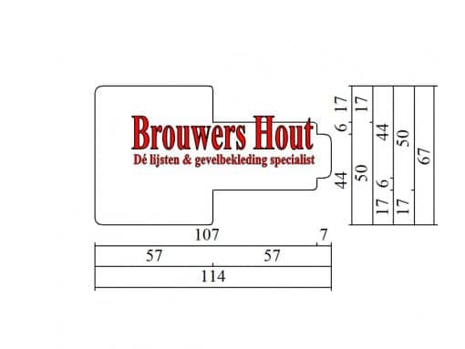 Kozijnprofiel BI57+ tussen stijl 67x114mm