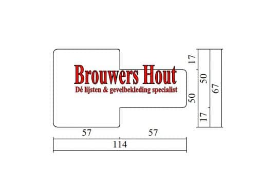 Kozijnprofiel BI57 tussen stijl 67x114mm