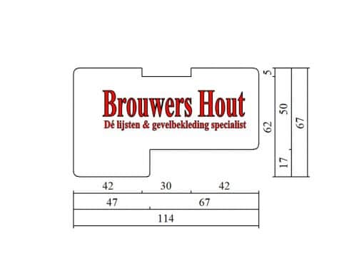 Kozijnprofiel BU/BI67 kanten stijl/dorpel 67x114mm