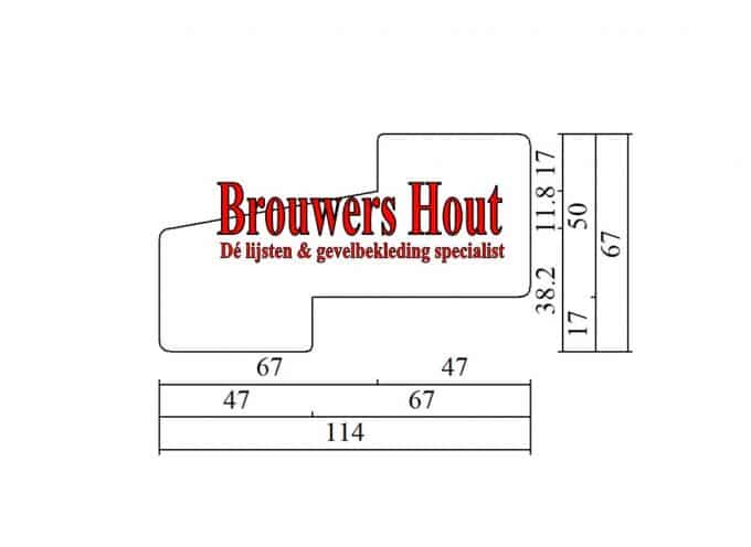 Kozijnprofiel BI67 tussen dorpel 67x114mm