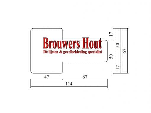 Kozijnprofiel BU/BI67 tussen stijl 67x114mm