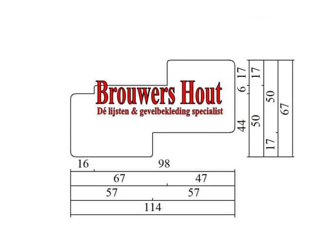 Kozijnprofiel BU67+/BI57 wissel stijl 67x114mm