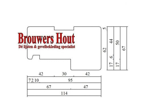 Kozijnprofiel BU67+ bovendorpel 67x114mm