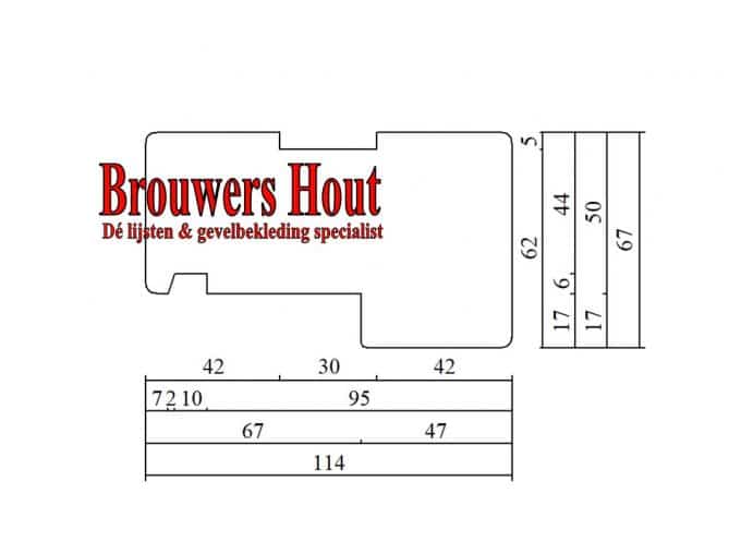 Kozijnprofiel BU67+ bovendorpel 67x114mm