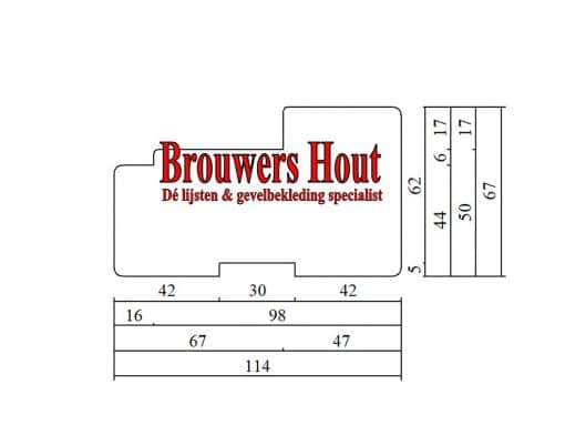 Kozijnprofiel BU67+ kanten stijl 67x114mm