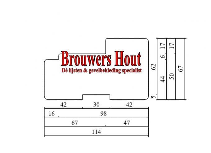 Kozijnprofiel BU67+ kanten stijl 67x114mm