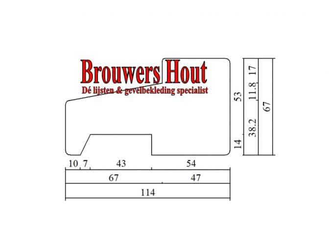 Kozijnprofiel BU/BI onderdorpel 67x114mm