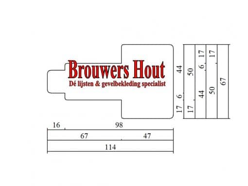 Kozijnprofiel BU67+ tussenstijl 67x114mm