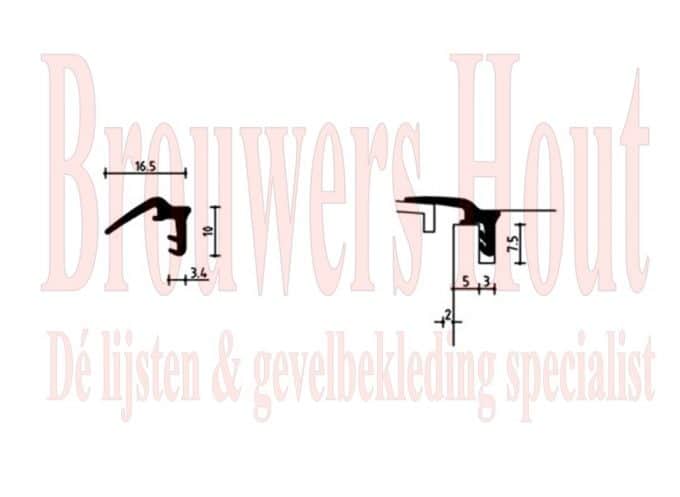 Hefschuif rubber p 1156 boven op de schuifdeur W-751037 zwart