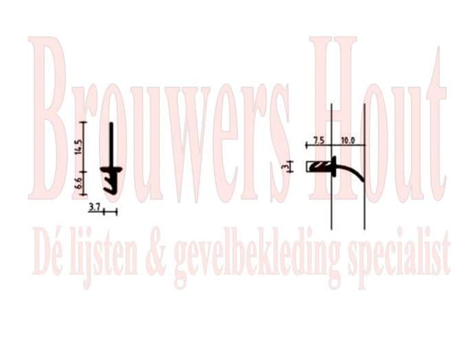 Hefschuif rubber p 1483 middenstijl max. 10mm W-751048 zwart