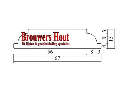 Hardhouten plakroede PR115 15x67mm