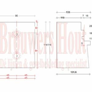 DTS dorpel set afm. 67x114mm BU67+ neuten  blind 110mm hoog - Afbeelding 3