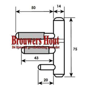 Inboorpaumelle RVS finish (Ø14x75mm) - Afbeelding 2